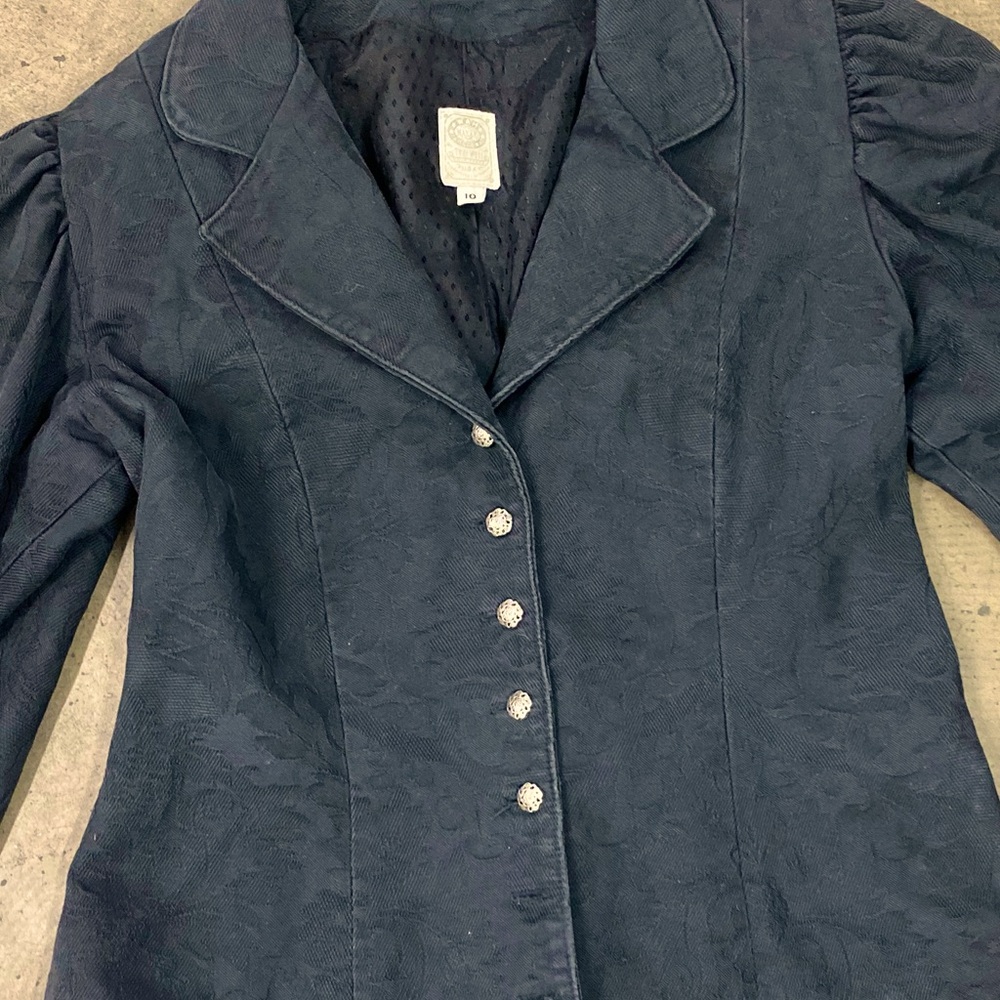 Women’s Jacquard Tuxedo Jacket Coat Size 10 WAH Maker True West Black Western
